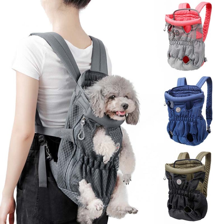 Doglemi Pet Outing Backpack Dog Shoulder Chest Bag Breathable Mesh Dog Cat Bag, Size:L(Blue)