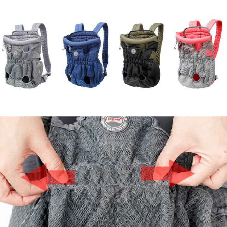 Doglemi Pet Outing Backpack Dog Shoulder Chest Bag Breathable Mesh Dog Cat Bag, Size:L(Blue)