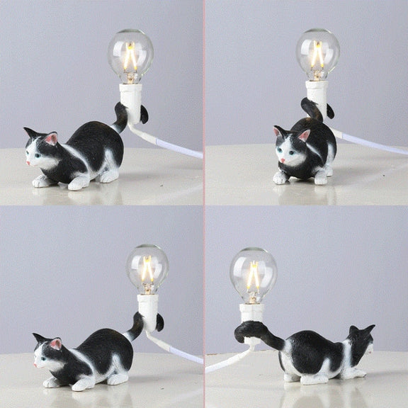 Cat Light Animal Table Lamp Mini Night Light, Power Plug:US Plug(Meditation)