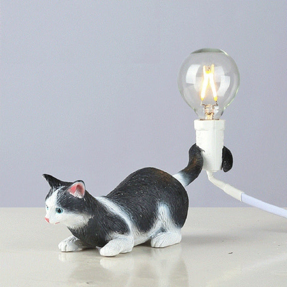 Cat Light Animal Table Lamp Mini Night Light, Power Plug:US Plug(Meditation)