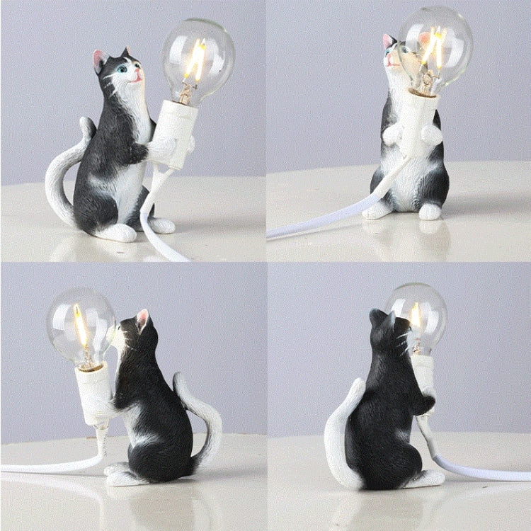 Cat Light Animal Table Lamp Mini Night Light, Power Plug:EU Plug(Holding Baby)