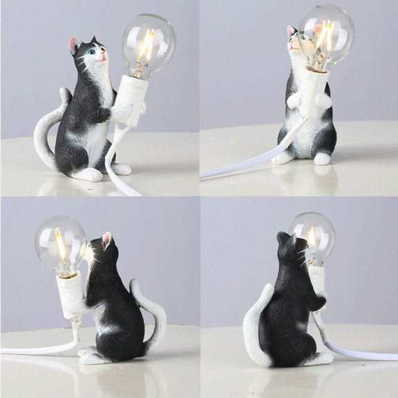 Cat Light Animal Table Lamp Mini Night Light, Power Plug:UK Plug(Holding Baby)