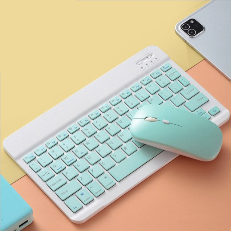 Universal Ultra-Thin Portable Bluetooth Keyboard and Mouse Set For Tablet Phones, Size:7 inch(Green Keyboard + Green Mouse)