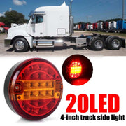 4 Inch 20 LEDs10-30V Wide Pressure Truck Tail Light 20LED Round Truck Tail Light Bread Light(Yellow)