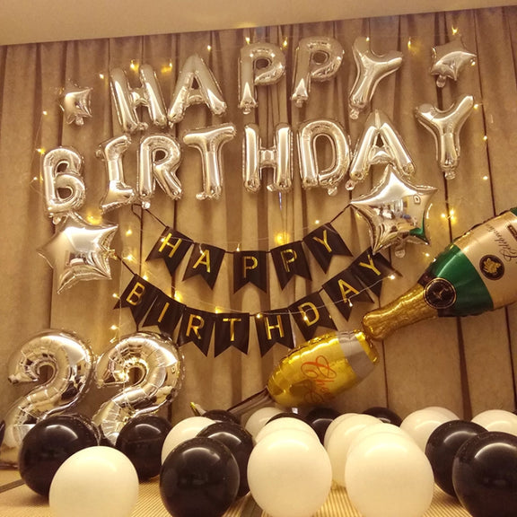 Birthday Party Layout Letter Aluminum Film Balloon Decoration Set(Style One)