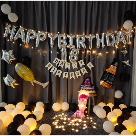 Birthday Party Layout Letter Aluminum Film Balloon Decoration Set(Style Two)