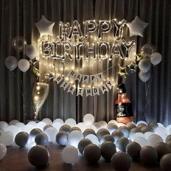 Birthday Party Layout Letter Aluminum Film Balloon Decoration Set(Style Two)