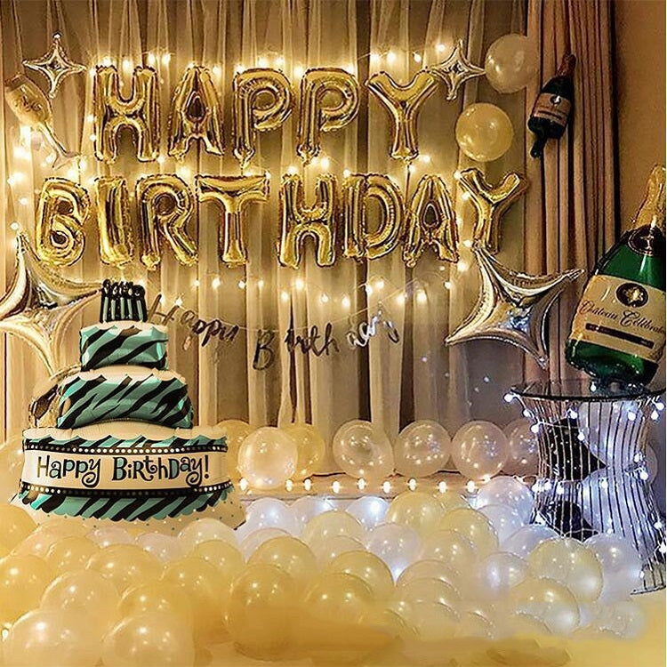 Birthday Party Layout Letter Aluminum Film Balloon Decoration Set(Style Three)