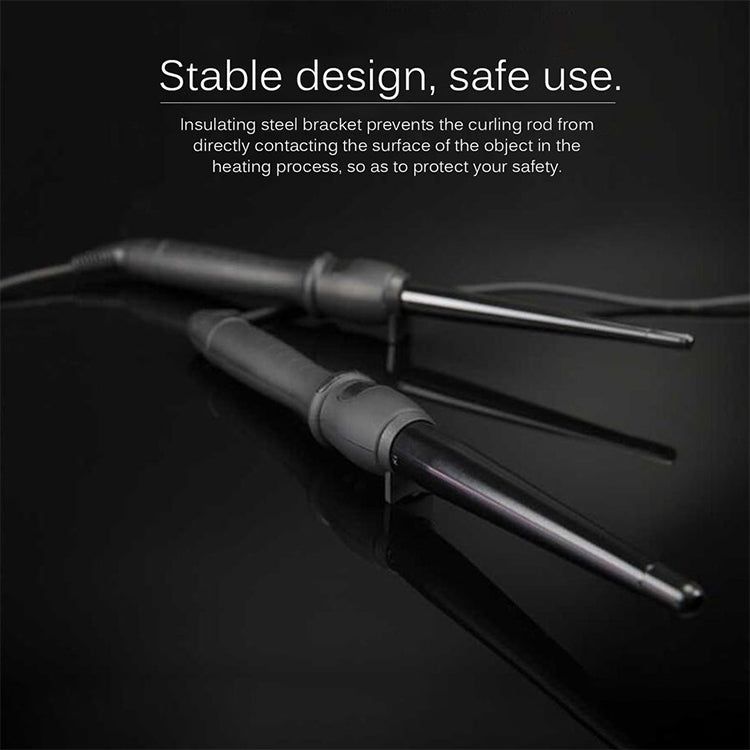LCD Conical Curling Iron Single Tube Ceramic Glaze Pear Flower Cone, Size:32mm EU