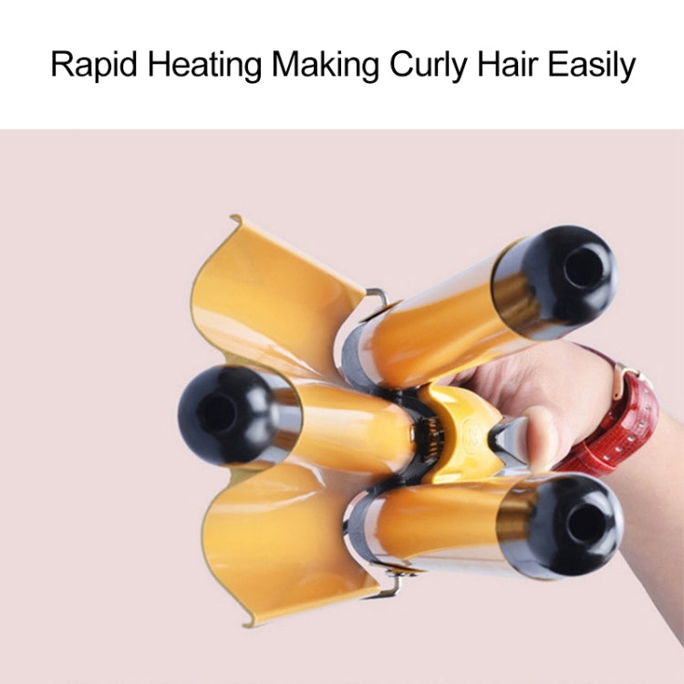 20-32m Automatic Ceramic Perm Splint Hair Curler 3 Barrels Big Wave Hair Curling Iron Tools, Size:32mm(Pink)