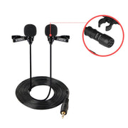 Wired Lavalier Microphone Condenser Double Head Microphone Two People Live Mobile Phone K Song Microphone, Specification: 515PU Bag(Black)