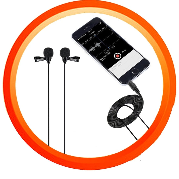 Wired Lavalier Microphone Condenser Double Head Microphone Two People Live Mobile Phone K Song Microphone, Specification: 515PU Bag(Black)
