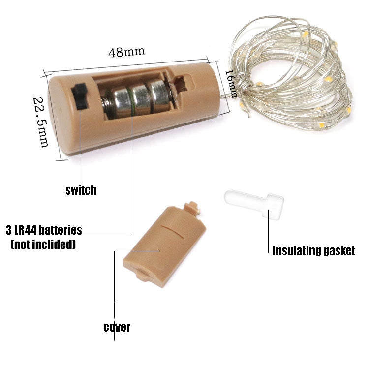10 PCS LED Wine Bottle Cork Copper Wire String Light IP44 Water-resistant Holiday Decoration Lamp, Style:2m 20LEDs(Blue Light)