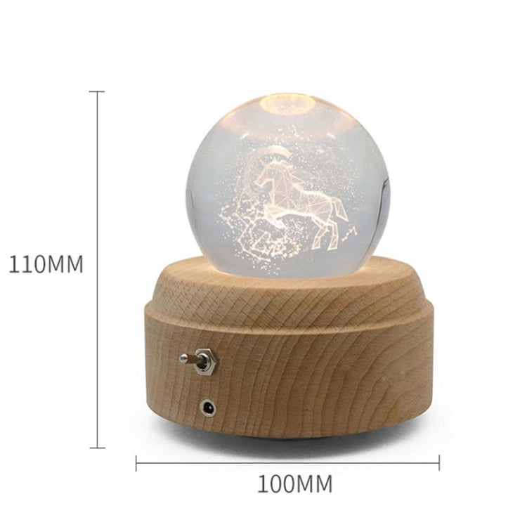 Girl Bedside Lamp Crystal Ball Wooden Base Music Box Charging Glow Rotating Night Light, Random Music(Carousel)