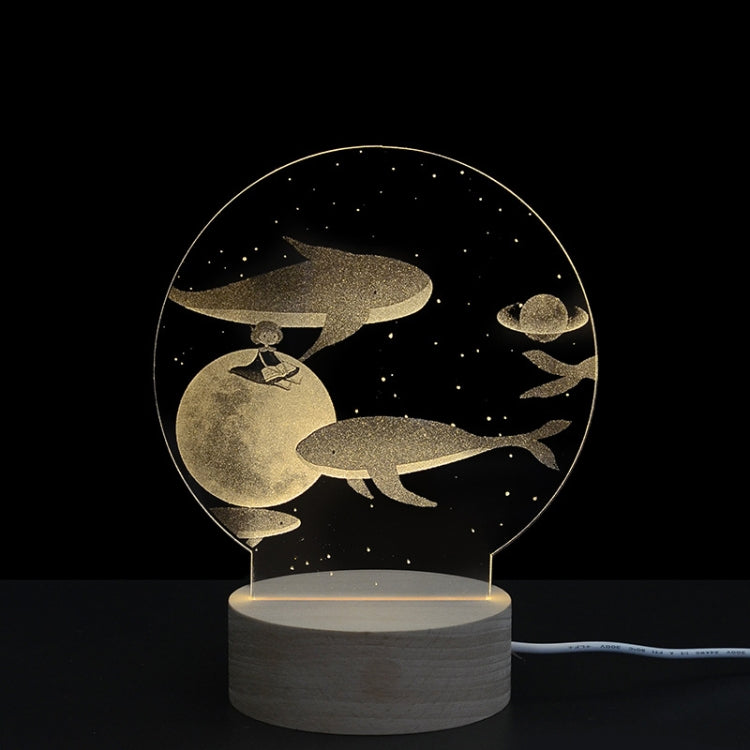 3D Atmosphere Decorative Light Acrylic Inner Carved LED Night Light Creative Girl Table Lamp(Whale Girl)