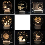 3D Atmosphere Decorative Light Acrylic Inner Carved LED Night Light Creative Girl Table Lamp(Whale Girl)