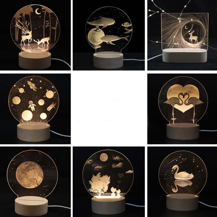 3D Atmosphere Decorative Light Acrylic Inner Carved LED Night Light Creative Girl Table Lamp(Deer)