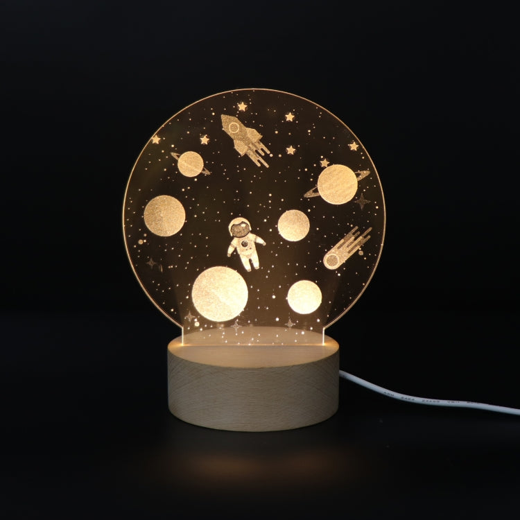 3D Atmosphere Decorative Light Acrylic Inner Carved LED Night Light Creative Girl Table Lamp(Cartoon Astronaut)