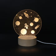 3D Atmosphere Decorative Light Acrylic Inner Carved LED Night Light Creative Girl Table Lamp(Cartoon Astronaut)