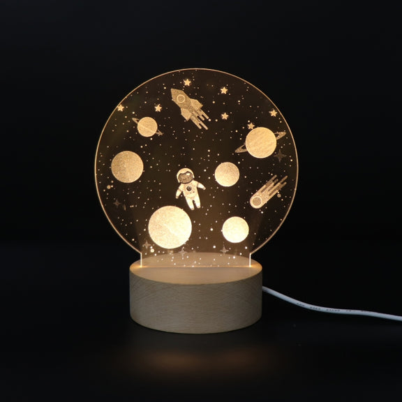 3D Atmosphere Decorative Light Acrylic Inner Carved LED Night Light Creative Girl Table Lamp(Cartoon Astronaut)