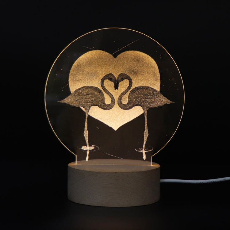 3D Atmosphere Decorative Light Acrylic Inner Carved LED Night Light Creative Girl Table Lamp(Flamingo)