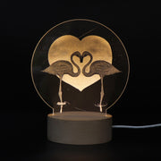 3D Atmosphere Decorative Light Acrylic Inner Carved LED Night Light Creative Girl Table Lamp(Flamingo)