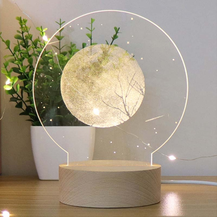3D Atmosphere Decorative Light Acrylic Inner Carved LED Night Light Creative Girl Table Lamp(Full Moon)