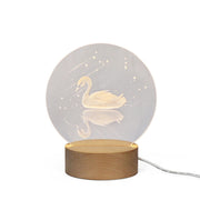 3D Atmosphere Decorative Light Acrylic Inner Carved LED Night Light Creative Girl Table Lamp(Swan)