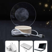 3D Atmosphere Decorative Light Acrylic Inner Carved LED Night Light Creative Girl Table Lamp(Stars And Moon)