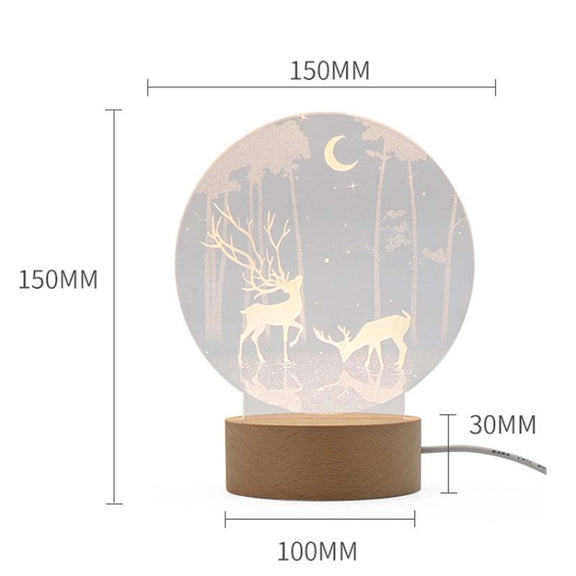 3D Atmosphere Decorative Light Acrylic Inner Carved LED Night Light Creative Girl Table Lamp(Stars And Moon)