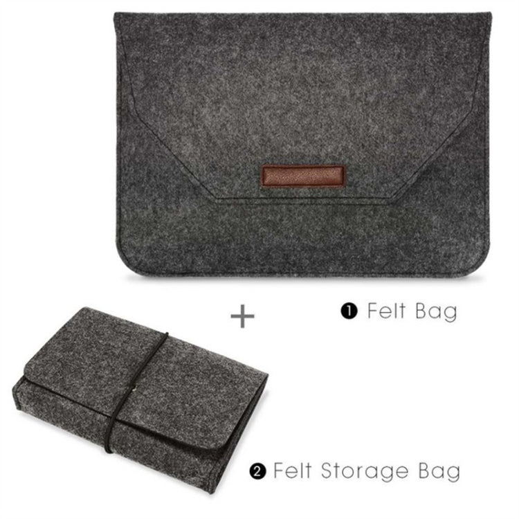 Portable Air Permeable Felt Sleeve Bag for MacBook Laptop, with Power Storage Bag, Size:11 inch(Black)