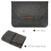 Portable Air Permeable Felt Sleeve Bag for MacBook Laptop, with Power Storage Bag, Size:11 inch(Black)
