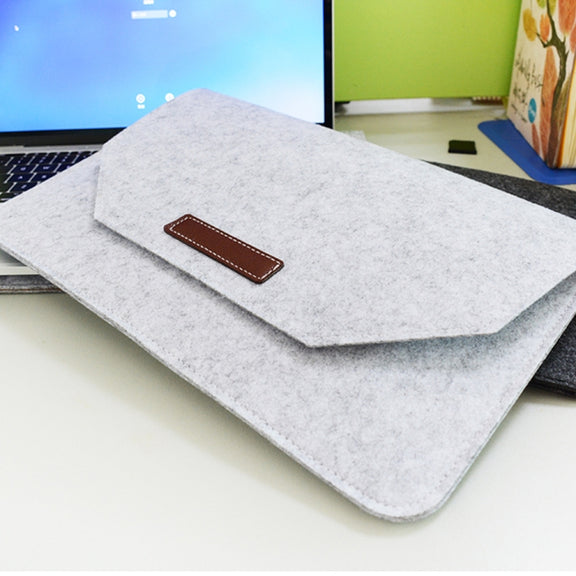 Portable Air Permeable Felt Sleeve Bag for MacBook Laptop, with Power Storage Bag, Size:12 inch(Grey)