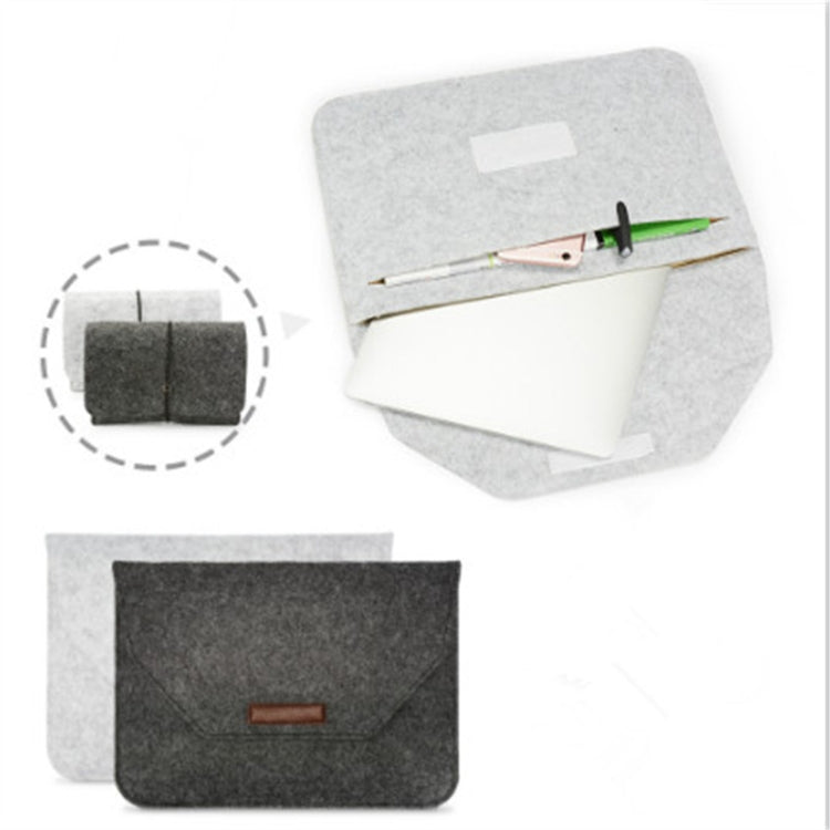 Portable Air Permeable Felt Sleeve Bag for MacBook Laptop, with Power Storage Bag, Size:12 inch(Grey)