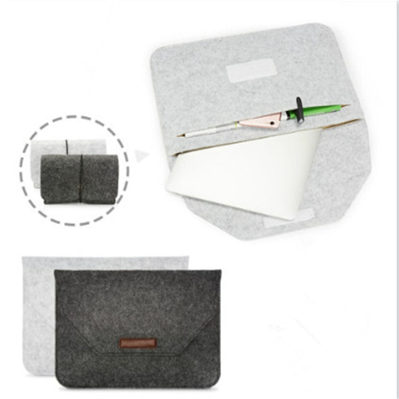 Portable Air Permeable Felt Sleeve Bag for MacBook Laptop, with Power Storage Bag, Size:12 inch(Grey)