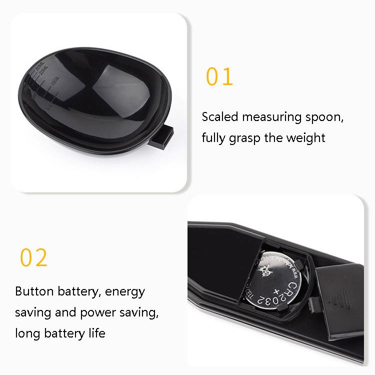 ABS Electronic Measuring Spoon Spoon Weighing Measuring Tool, Specification: 500g/0.1g, Colour: Black