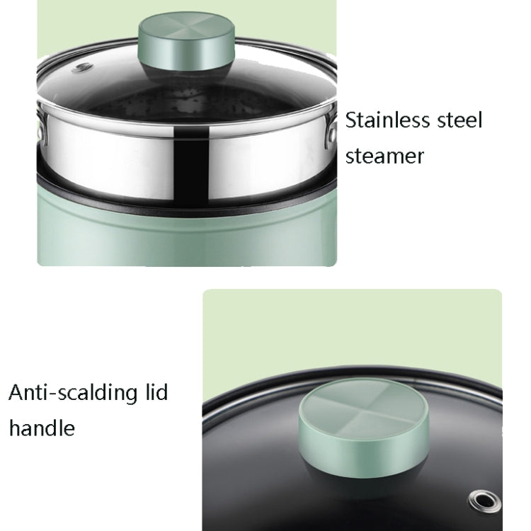 Multi-Function Electric-Cooker Mini Dormitory Student Cooking Rice Stir Frying Non-Stick Pot, 110V US Plug, Colour: White Smart With Steaming Grid(1.7L)