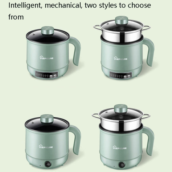 Multi-Function Electric-Cooker Mini Dormitory Student Cooking Rice Stir Frying Non-Stick Pot, 110V US Plug, Colour: White Smart With Steaming Grid(1.7L)