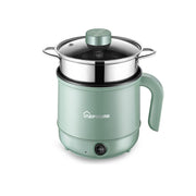 Multi-Function Electric-Cooker Mini Dormitory Student Cooking Rice Stir Frying Non-Stick Pot, 110V US Plug, Colour: Green Manual with Steaming Grid(1.7L)