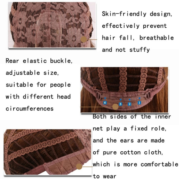 Women Split Wigs Long Curly Hair Synthetic Headgear(Light Gold + Brown)