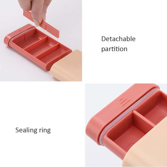 3 PCS Portable Sealed Pill Storage Box Divided Into Compartments Portable Mini Pill Box(Green)