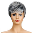 Ladies Fashion Realistic Wig Short Curly Hair Headgear(Black+White) - free shipping - PMC TechLife - Order now!