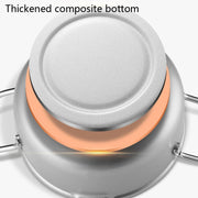 20cm Fryer Pot Household Non-Stick Pan Temperature Control Mini Frying Pot(Olive Green)