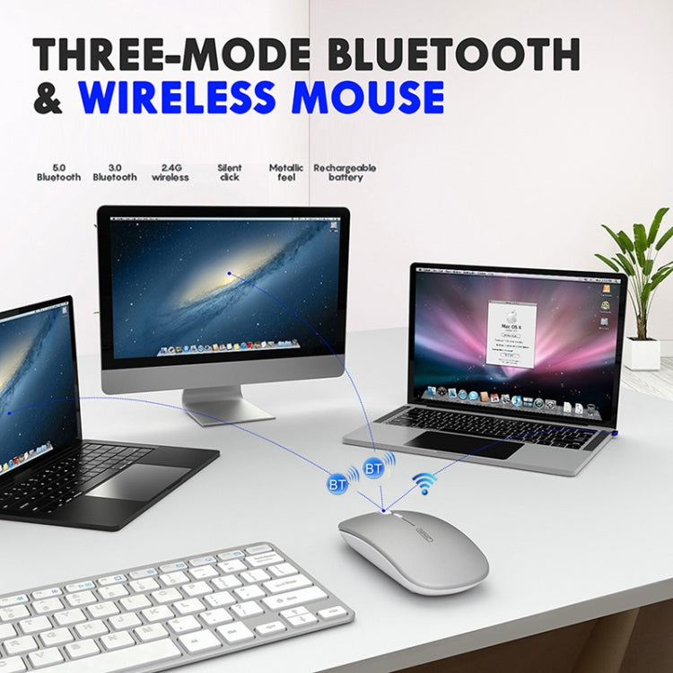 Inphic PM1 Office Mute Wireless Laptop Mouse, Style:Battery Display(Metallic Gray)