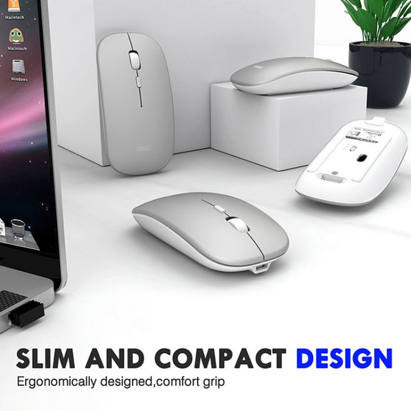 Inphic PM1 Office Mute Wireless Laptop Mouse, Style:Battery Display(Metallic Gray)