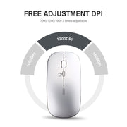 Inphic PM1 Office Mute Wireless Laptop Mouse, Style:Battery Display(Metallic Gray)