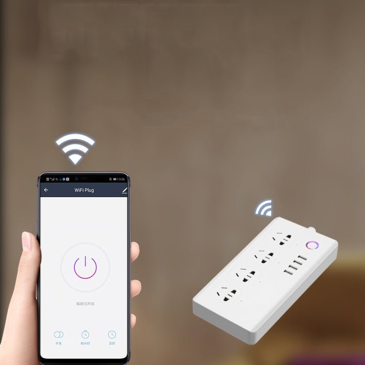 Home Office Wifi Mobile Phone Remote Control Timer Switch Voice Control Power Strip, Line length: 1.5m(UK Plug)