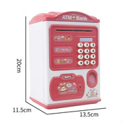Simulation Password Fingerprint Sensor Unlocking Money Box Automatic Roll Money Safe ATM Piggy Bank(Blue)