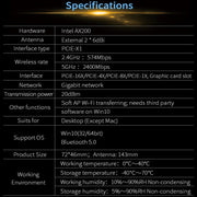 COMFAST Gaming Game 3000Mbps Gigabit Dual-Frequency Wireless Desktop Computer PCIE Wireless Network Card, Coverage: AX200 PRO