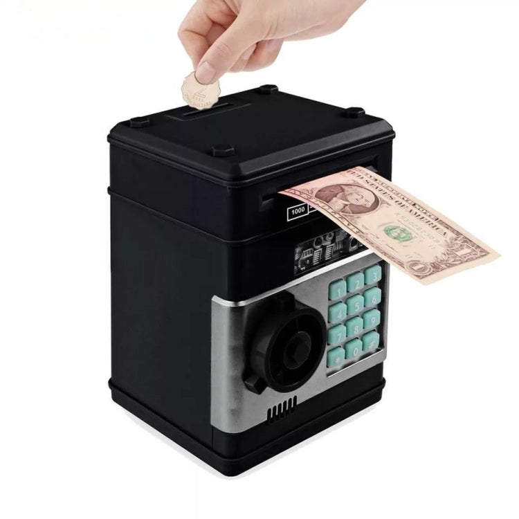 Electronic Piggy Bank ATM Password Money Coins Saving Box, Music Version(Black)